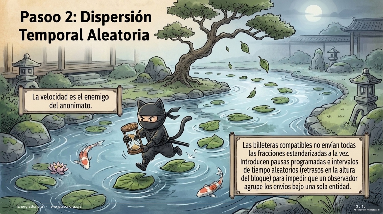 Slide: dispersión temporal aleatoria entre transacciones