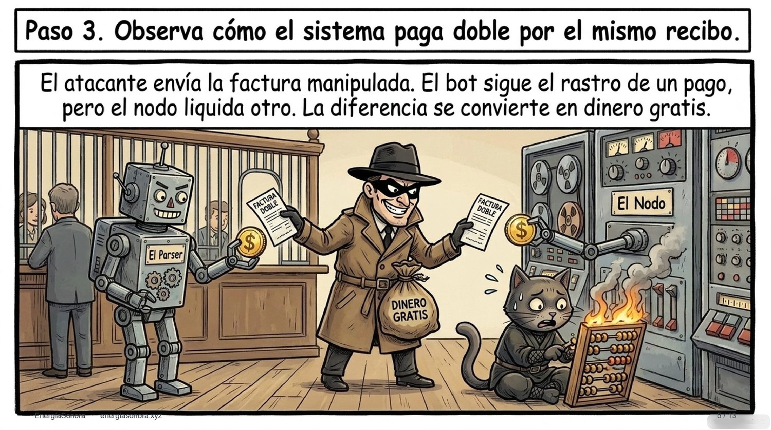 Slide: factura doble, el sistema paga dos veces