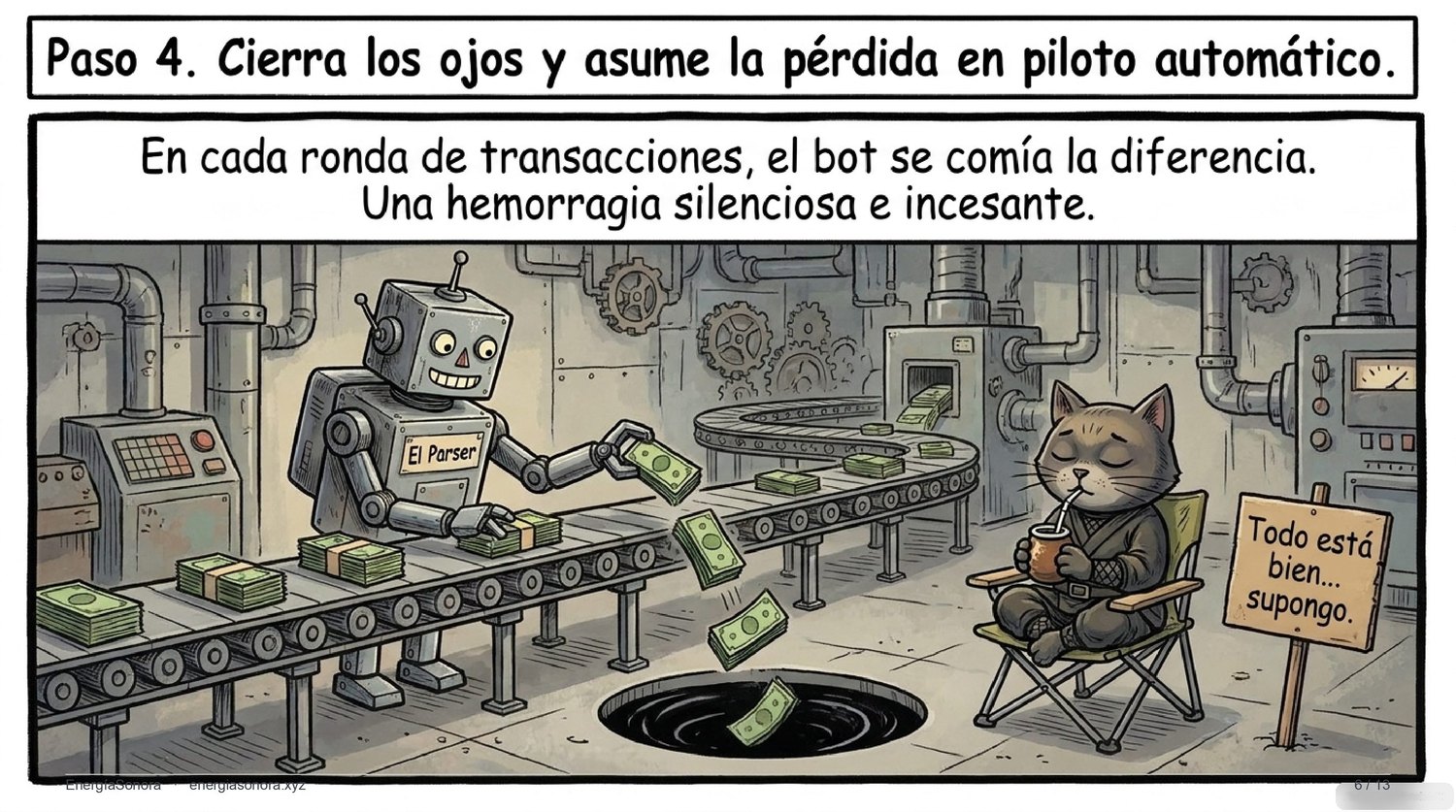 Slide: el bot asume la pérdida en piloto automático