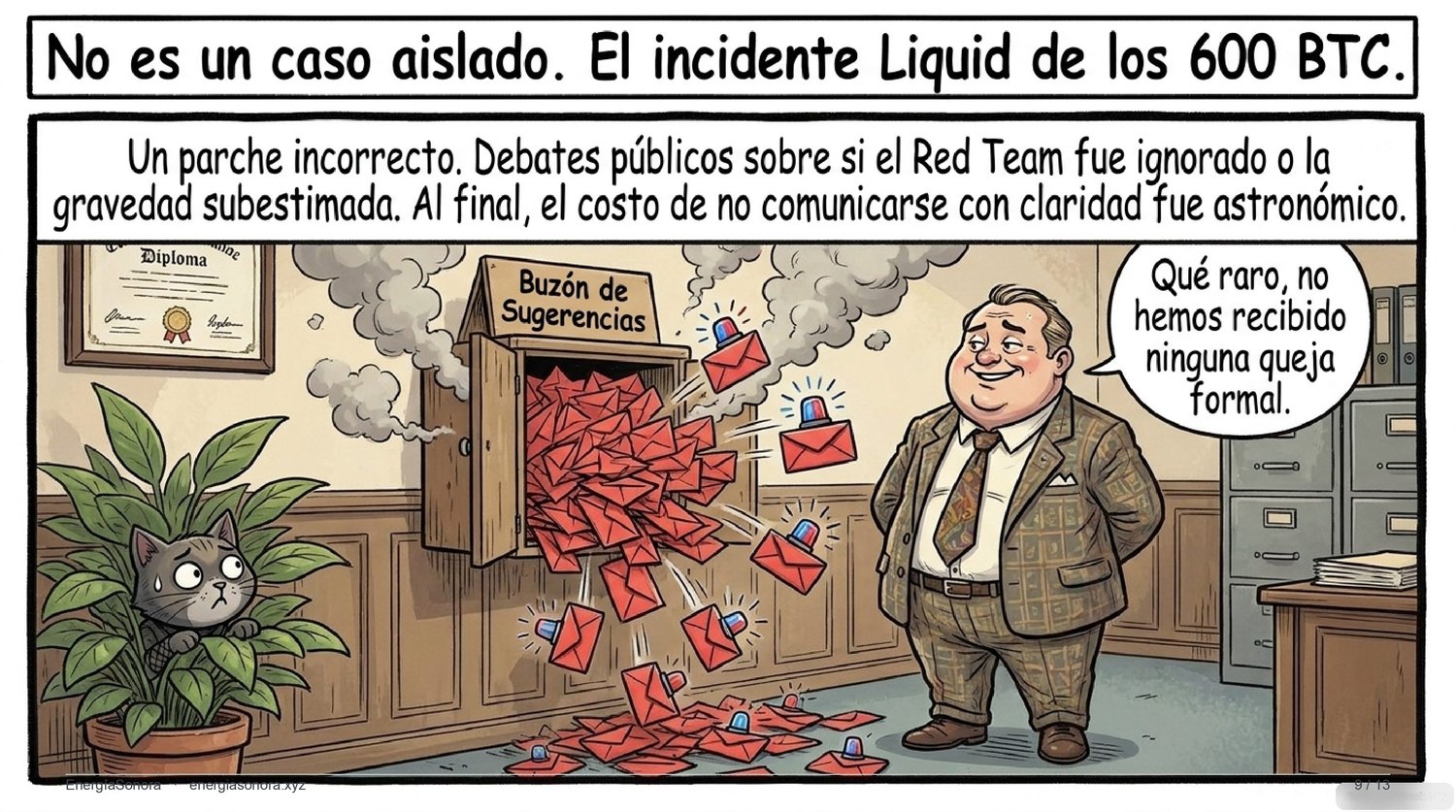 Slide: el incidente Liquid de los 600 BTC