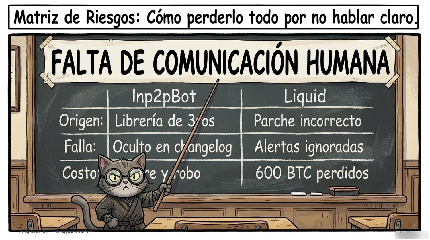 Slide: matriz de riesgos — Inp2pBot vs Liquid