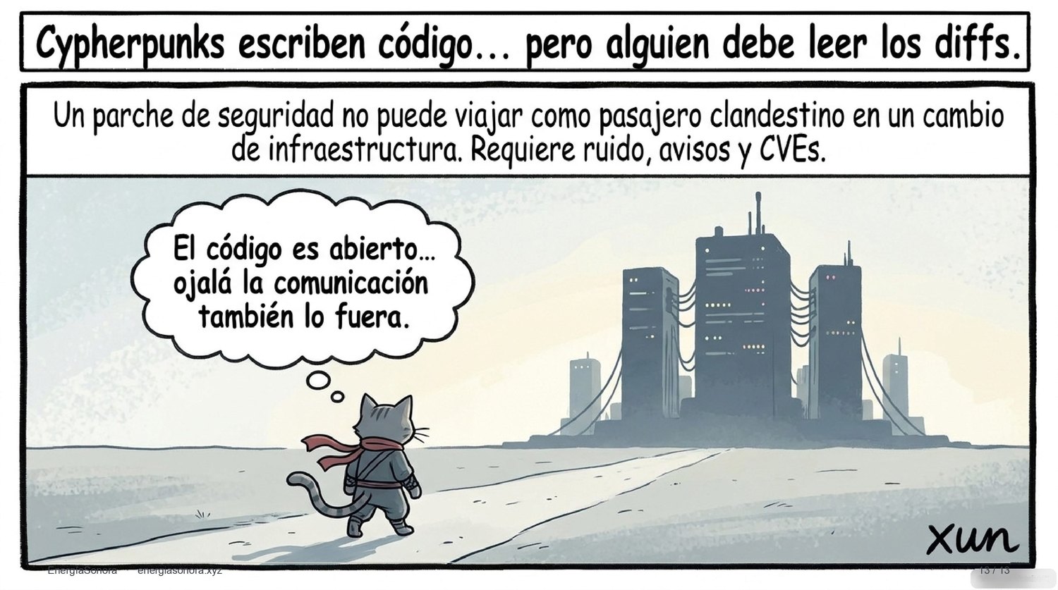Slide: cierre — el código es abierto, la comunicación también debería serlo